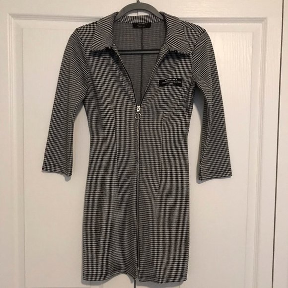 Bershka Zip Front Mini dress, Gingham Print, Plaid, Size: S (MEX 26) - Picture 1 of 5